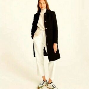 J. Crew Lady Day Coat in Italian Double Cloth Wool, Black, Size 4T